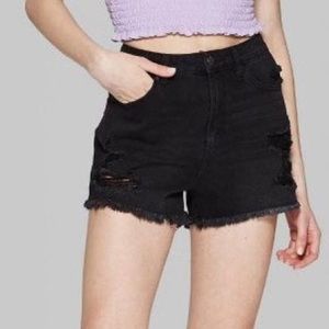 WILD FABLE HIGH RISE BLACK RIPPED SHORTS